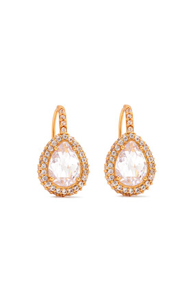 Brilliant Statements Pavé Halo Drop Earrings, Plated Metal & Cubic Zirconia